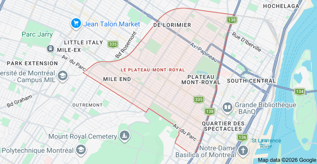 map of plateau Mont-Royal