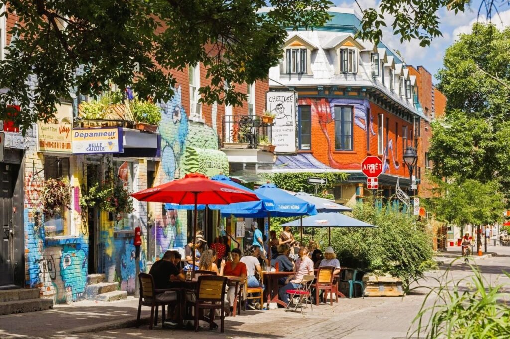 montreal the plateau mont-royal district rue duluth the summer terrace of the portuguese restaurant